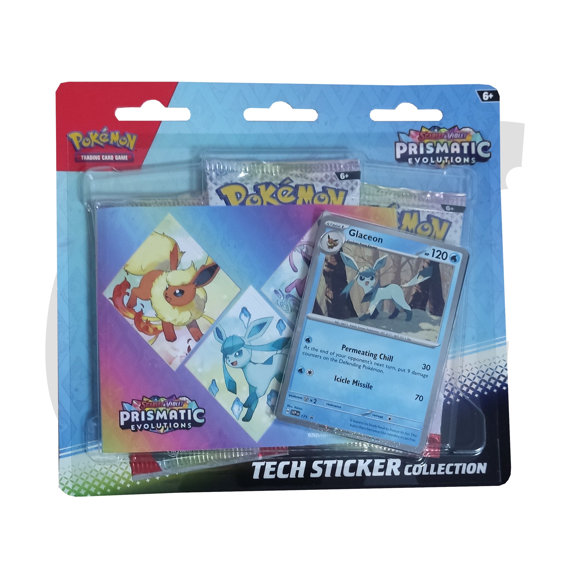 Prismatic Evolution Tech Sticker Glaceon Pokemon lagernd englisch stock