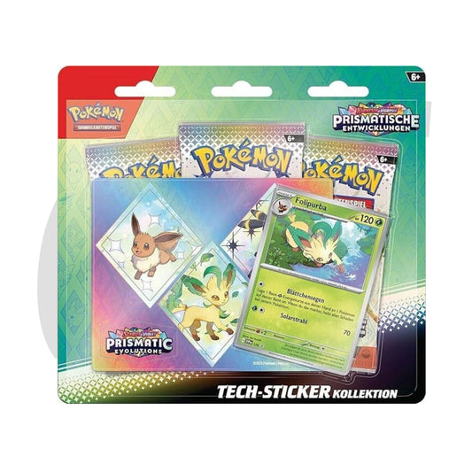 Pokemon Prismatische Entwicklungen Prismatic Evolution Tech Sticker Collection Blister Leafon Folipurba EAN 0196214105324