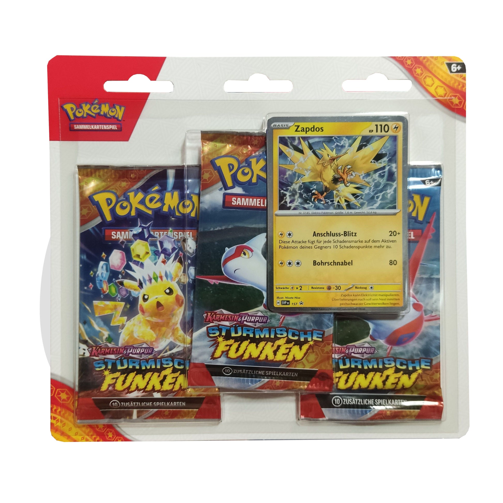 Pokemon Stürmische Funken Zaptos Blister Booster Deutsch lagernd stock